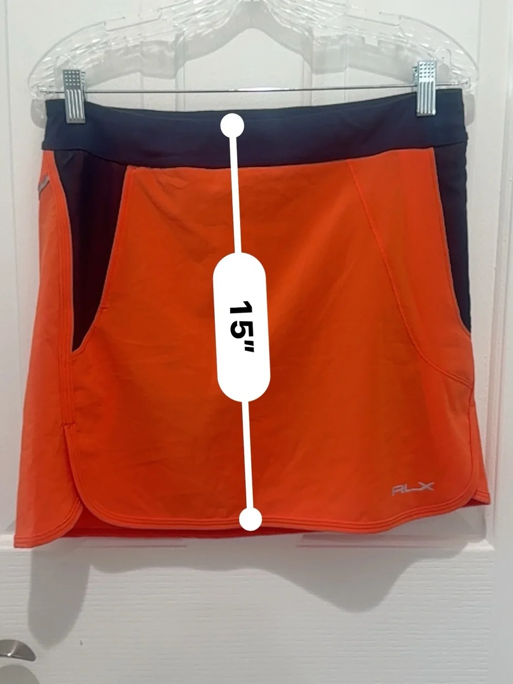 RLX Ralph Lauren Orange and Navy Athletic Skort